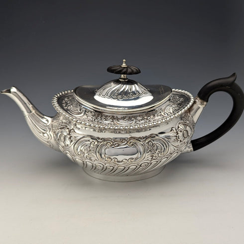 Circa 1890 British antique silver plate tea set, 3 piece set, W&G Sissons